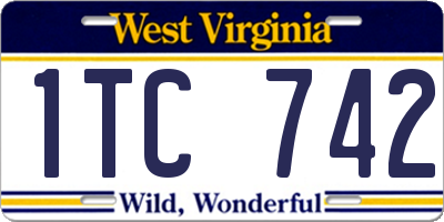 WV license plate 1TC742