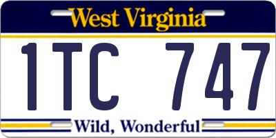 WV license plate 1TC747