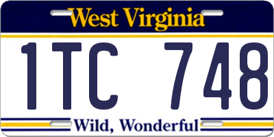 WV license plate 1TC748