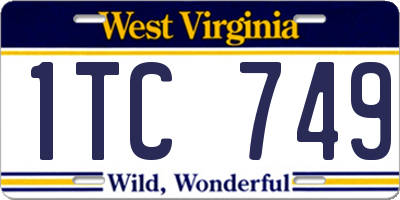 WV license plate 1TC749