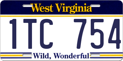 WV license plate 1TC754