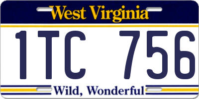 WV license plate 1TC756