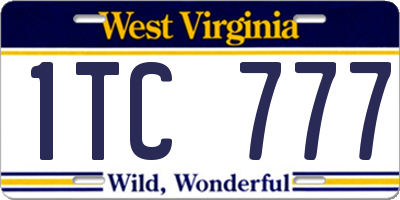 WV license plate 1TC777