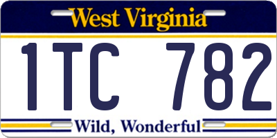 WV license plate 1TC782