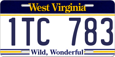 WV license plate 1TC783