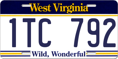WV license plate 1TC792
