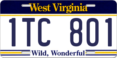 WV license plate 1TC801