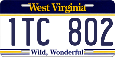 WV license plate 1TC802