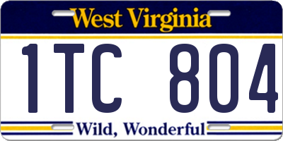 WV license plate 1TC804