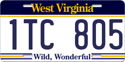 WV license plate 1TC805