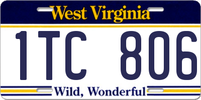 WV license plate 1TC806