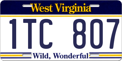 WV license plate 1TC807