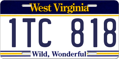 WV license plate 1TC818