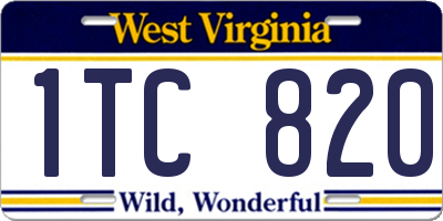WV license plate 1TC820