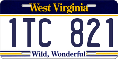 WV license plate 1TC821