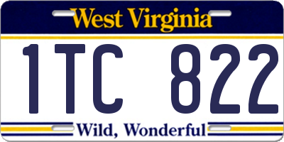 WV license plate 1TC822