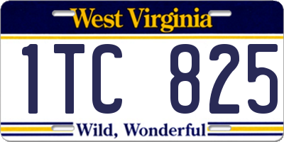 WV license plate 1TC825