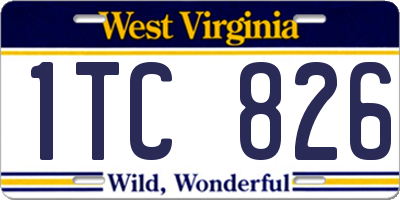 WV license plate 1TC826