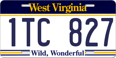 WV license plate 1TC827