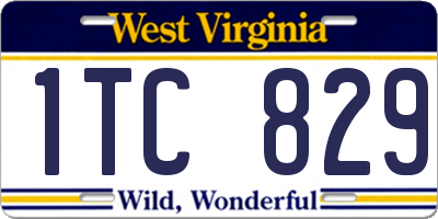 WV license plate 1TC829