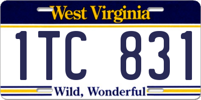 WV license plate 1TC831