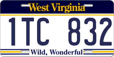 WV license plate 1TC832