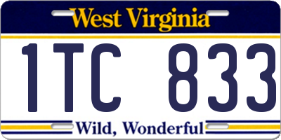 WV license plate 1TC833