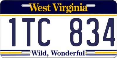 WV license plate 1TC834