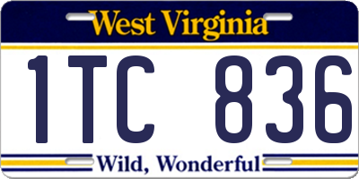 WV license plate 1TC836