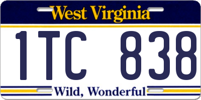 WV license plate 1TC838