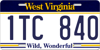 WV license plate 1TC840