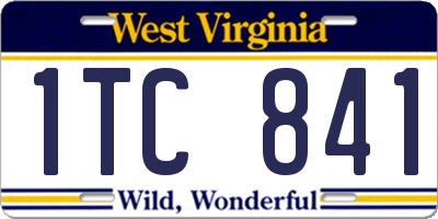WV license plate 1TC841