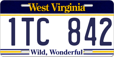 WV license plate 1TC842
