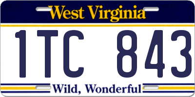 WV license plate 1TC843