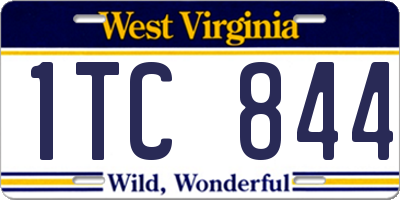 WV license plate 1TC844
