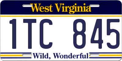 WV license plate 1TC845