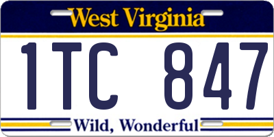 WV license plate 1TC847