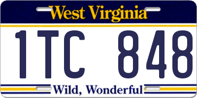 WV license plate 1TC848