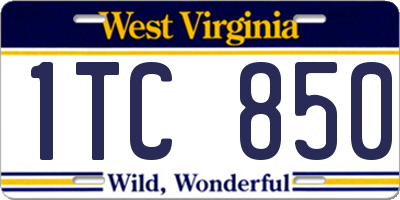 WV license plate 1TC850