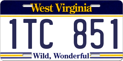 WV license plate 1TC851