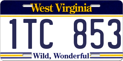 WV license plate 1TC853