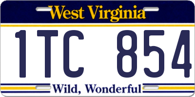 WV license plate 1TC854