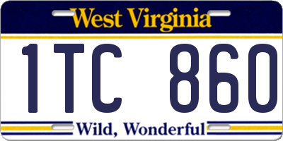 WV license plate 1TC860