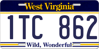 WV license plate 1TC862