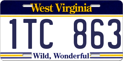 WV license plate 1TC863