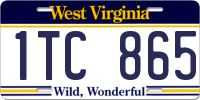 WV license plate 1TC865
