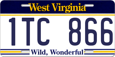 WV license plate 1TC866
