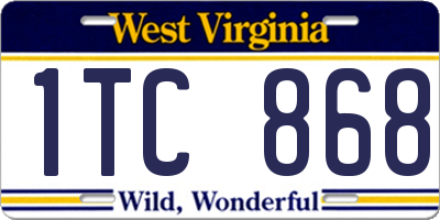 WV license plate 1TC868