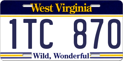 WV license plate 1TC870