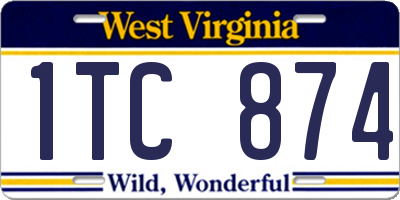 WV license plate 1TC874